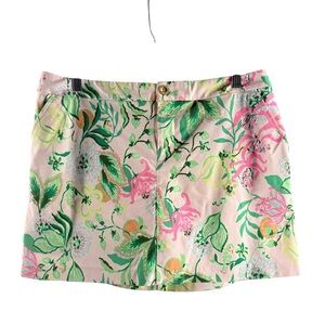 LILLY PULITZER SIZE 10 PINK/MULTI TROPICAL PRINT RAYON BLEND SKORT $68